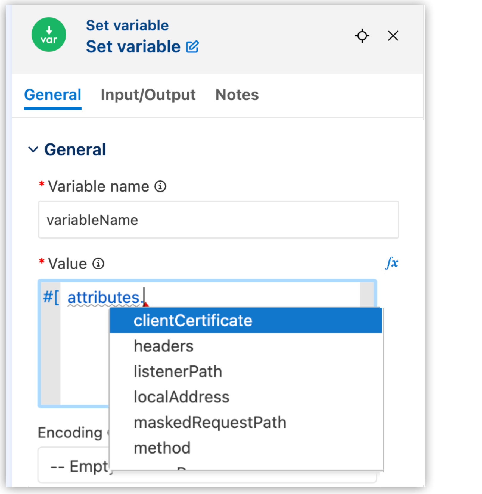 Expression builder for Set Variable