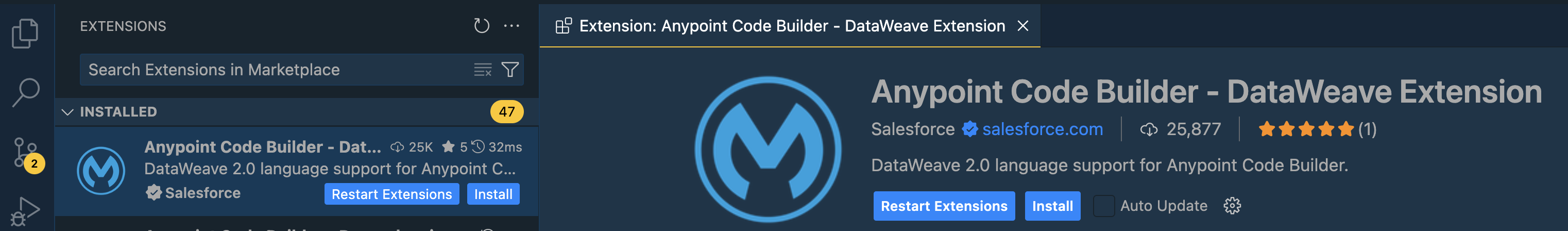 DataWeave extension installation