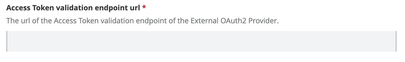 A text field for the Access Token validation endpoint URL