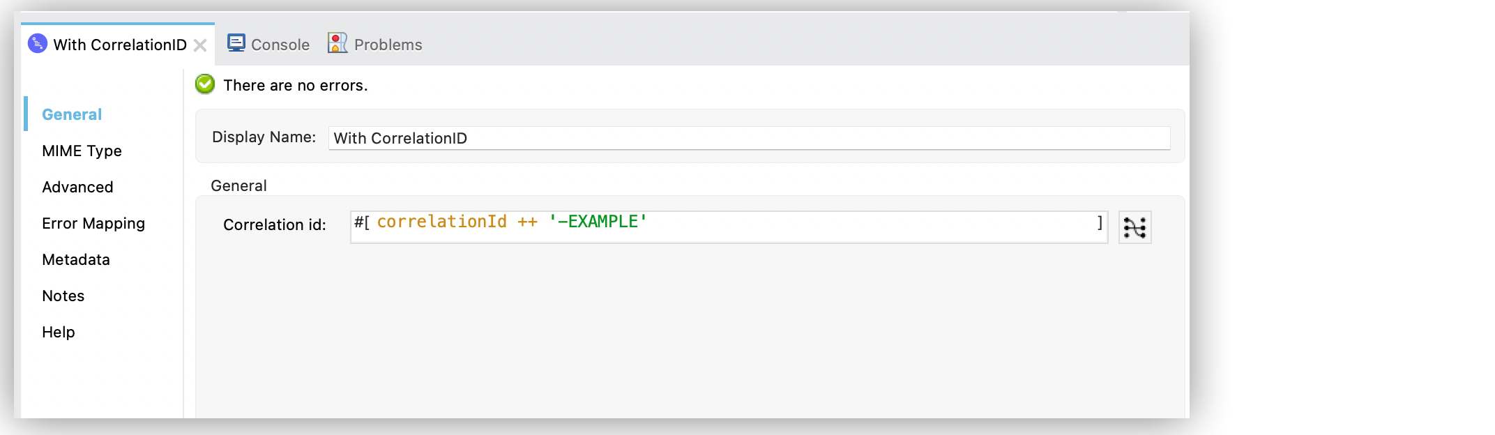 A With CorrelationID scope configuration window with Correlation ID field
